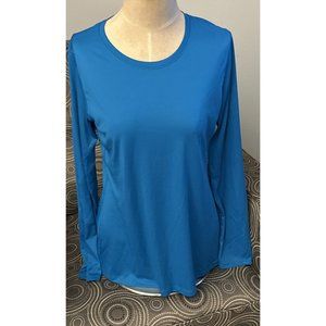 Hanes Sport Long Sleeve Shirt Women's Large‎ Blue Crew Neck